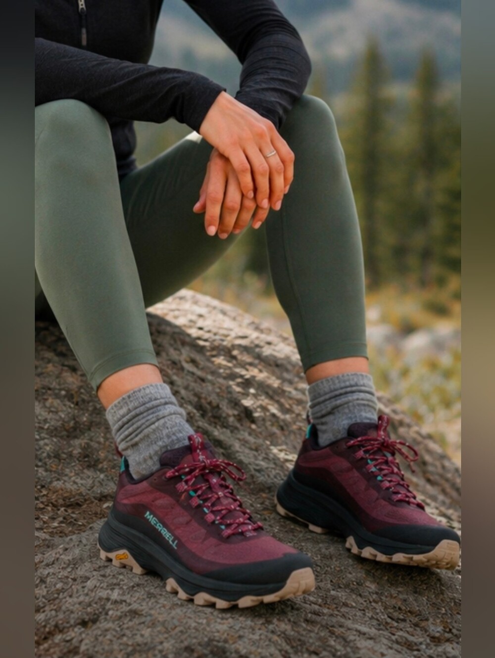 Merrell Women’s FloatPro Vibram Hiking Trail Shoes Burgundy Teal J066858